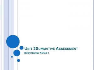 UNIT 2 SUMMATIVE ASSESSMENT Emily Siemer Period 7