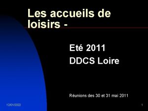 Les accueils de loisirs Et 2011 DDCS Loire