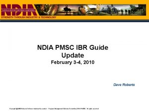 NDIA PMSC IBR Guide Update February 3 4