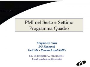 PMI nel Sesto e Settimo Programma Quadro Magda