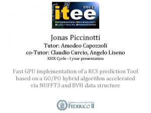 Jonas Piccinotti Tutor Amedeo Capozzoli coTutor Claudio Curcio