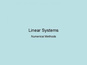 Linear Systems Numerical Methods Jacobi Iterative Method Iterative