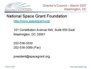 Directors Council March 2007 Washington DC National Space