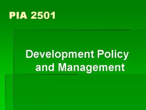 PIA 2501 Development Policy and Management Southern Sudan