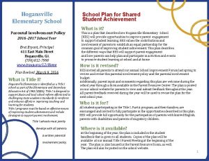 Hogansville Elementary School Parental Involvement Policy 2016 2017