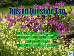 v Tips on Question Tag II v Conclusion