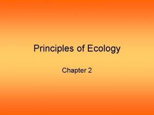 Principles of Ecology Chapter 2 Principles of Ecology