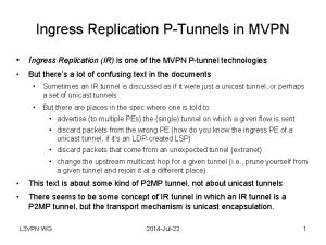 Ingress Replication PTunnels in MVPN Ingress Replication IR