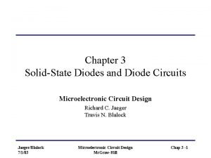 Chapter 3 SolidState Diodes and Diode Circuits Microelectronic Chapter 3 SolidState Diodes and Diode Circuits Microelectronic