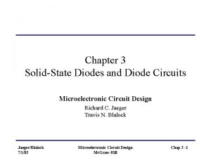 Chapter 3 SolidState Diodes and Diode Circuits Microelectronic