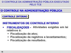 O CONTROLE DA ADMINISTRAO PBLICA EXECUTADO PELO TCE