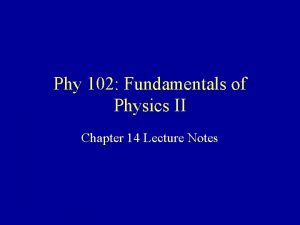 Phy 102 Fundamentals of Physics II Chapter 14