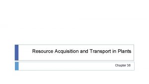 Resource Acquisition and Transport in Plants Chapter 36