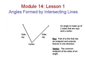 Module 14 Lesson 1 Angles Formed by Intersecting