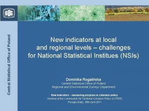 Central Statistical Office of Poland New indicators at