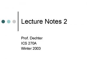 Lecture Notes 2 Prof Dechter ICS 270 A