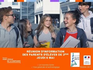 RUNION DINFORMATION DES PARENTS DLVES DE 3ME JEUDI