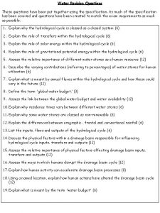 Water Revision Questions These questions have been put