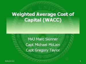 Weighted Average Cost of Capital WACC MAJ Marc