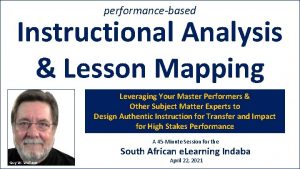 performancebased Instructional Analysis Lesson Mapping Leveraging Your Master