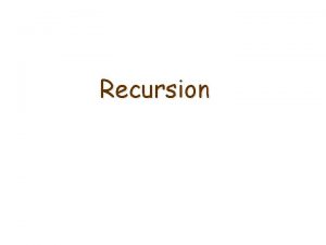 Recursion Recursively defined sequences To define a sequence