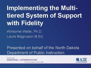 Implementing the Multitiered System of Support with Fidelity