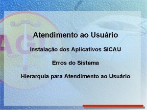 Atendimento ao Usurio Instalao dos Aplicativos SICAU Erros