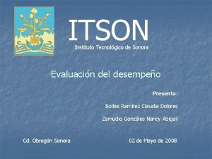 ITSON Instituto Tecnolgico de Sonora Evaluacin del desempeo