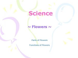 Science Flowers Parts of Flowers Functions of Flowers