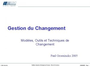 Gestion du Changement Modles Outils et Techniques de