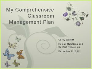 My Comprehensive Classroom Management Plan 7 Carey Walden