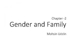 Chapter 2 Gender and Family Mohsin Uddin Opening