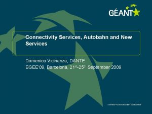 Connectivity Services Autobahn and New Services Domenico Vicinanza