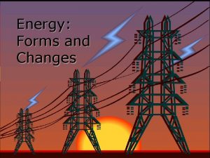 Energy Forms and Changes Nature of Energy What