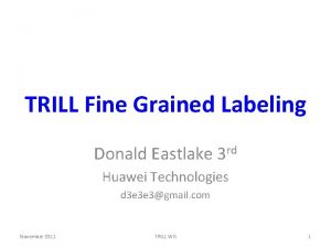 TRILL Fine Grained Labeling Donald Eastlake 3 rd
