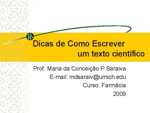 Dicas de Como Escrever um texto cientfico Prof