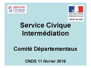 Service Civique Intermdiation Comit Dpartementaux CNDS 11 fvrier