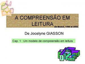 A COMPREENSO EM LEITURA De Boeck 1996 et