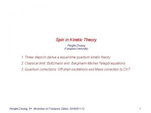 Spin in Kinetic Theory Pengfei Zhuang Tsinghua University