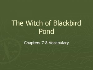 The Witch of Blackbird Pond Chapters 7 8