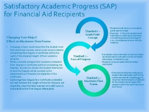 Satisfactory Academic Progress SAP for Financial Aid Recipients