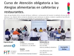 Curso de Atencin obligatoria a las Alergias alimentarias