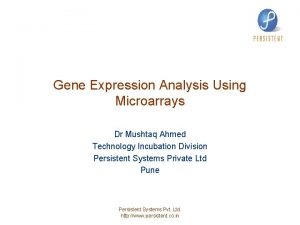 Gene Expression Analysis Using Microarrays Dr Mushtaq Ahmed