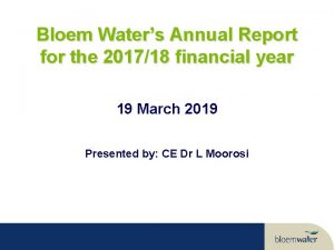 Bloem Waters Annual Report for the 201718 financial