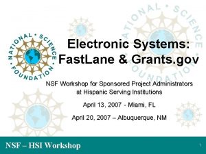 Electronic Systems Fast Lane Grants gov NSF Workshop