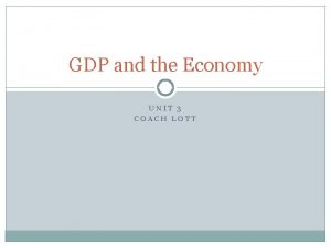 GDP and the Economy UNIT 3 COACH LOTT