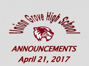 ANNOUNCEMENTS April 21 2017 SOCCER Friday st 21