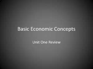 Basic Economic Concepts Unit One Review IV Supply