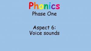 Phonics Phase One Aspect 6 Voice sounds Aspect