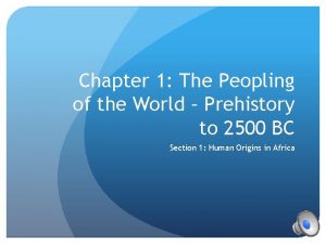 Chapter 1 The Peopling of the World Prehistory